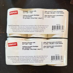 Staple White Thermal Calculator Rolls - 2 Pack (3 Rolls Each)